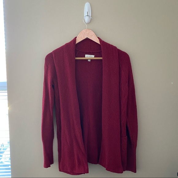 Women’s Lucky Brand Red Wool Blend Texture Stitch Cardigan Sweater Size XS - Picture 3 of 6